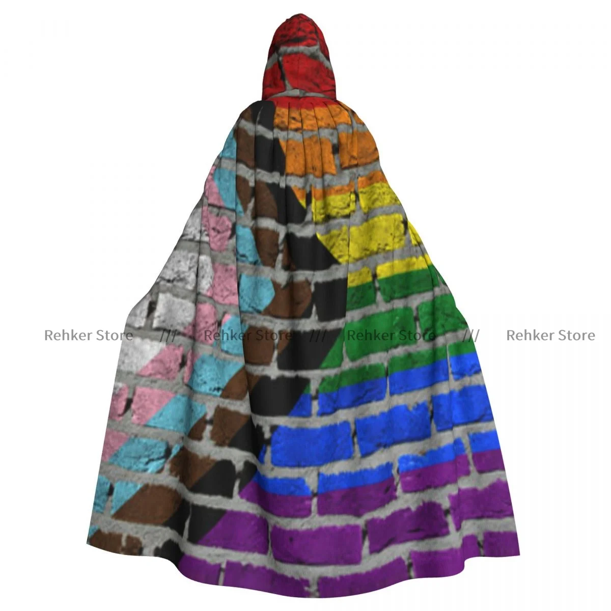 ЛГБТ плащ ведьмы Радуга на кирпичной стене костюм для косплея Хэллоуин унисекс