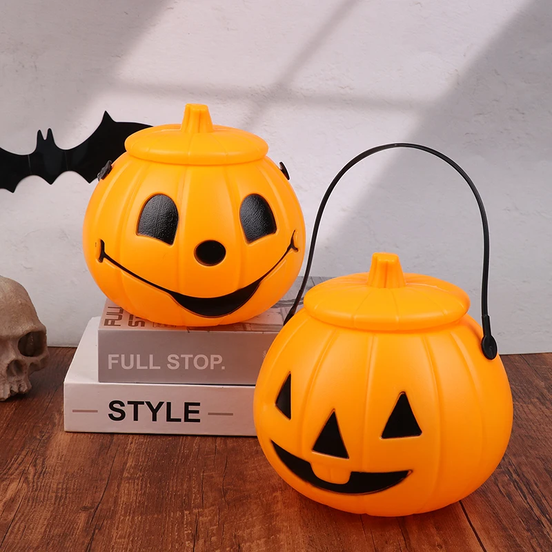 Пластиковый фонарь ведро с тыквой Хэллоуин конфеты держатель для кошелька или