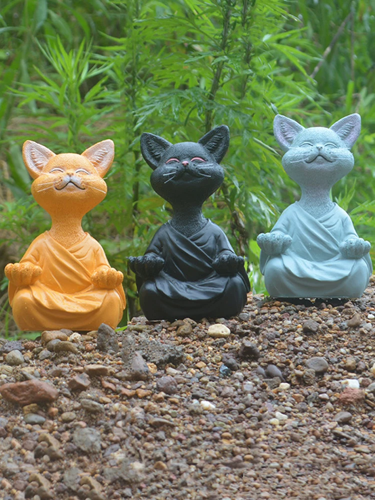 

Whimsical Black Buddha Cat Figurine Meditation Yoga Collectible Happy Cat Decor Art Sculptures Outdoor Garden Statues Figurines