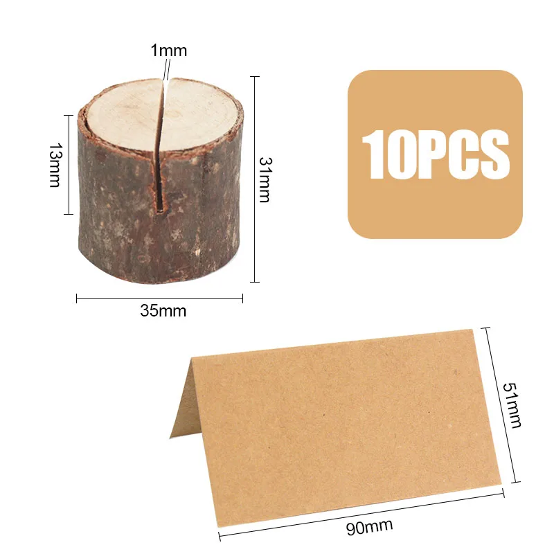 10pcs rustic wedding decoration natural wooden place card holders stand card photo clip holder party table number name sign free global shipping