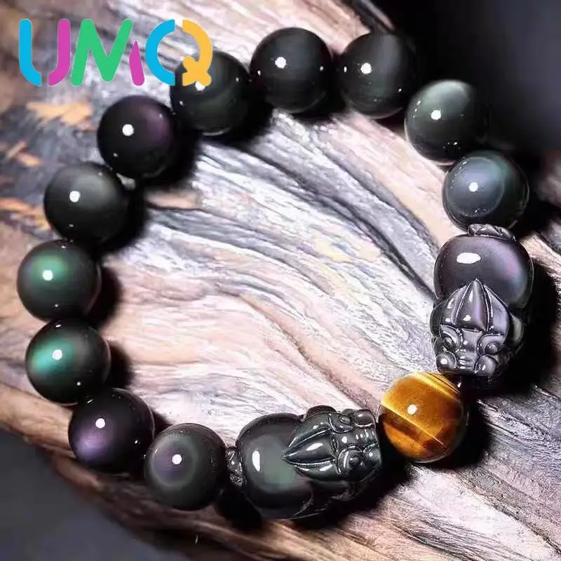 

Natural Color Eye Obsidian Gold Obsidian Double Color Eye Bracelet Double Color Eye Bracelet Jewelry Men's Hand String