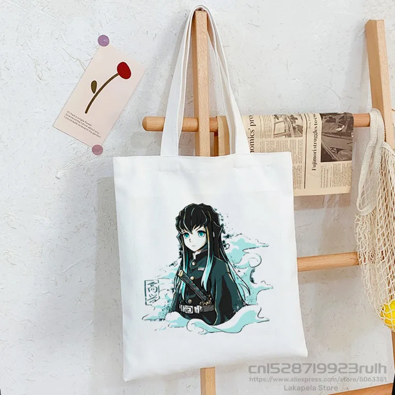 

Demon Slayer Kimetsu No Yaiba shopping bag tote bolsas de tela shopper jute bag bolsa canvas bag reciclaje sacola shoping custom