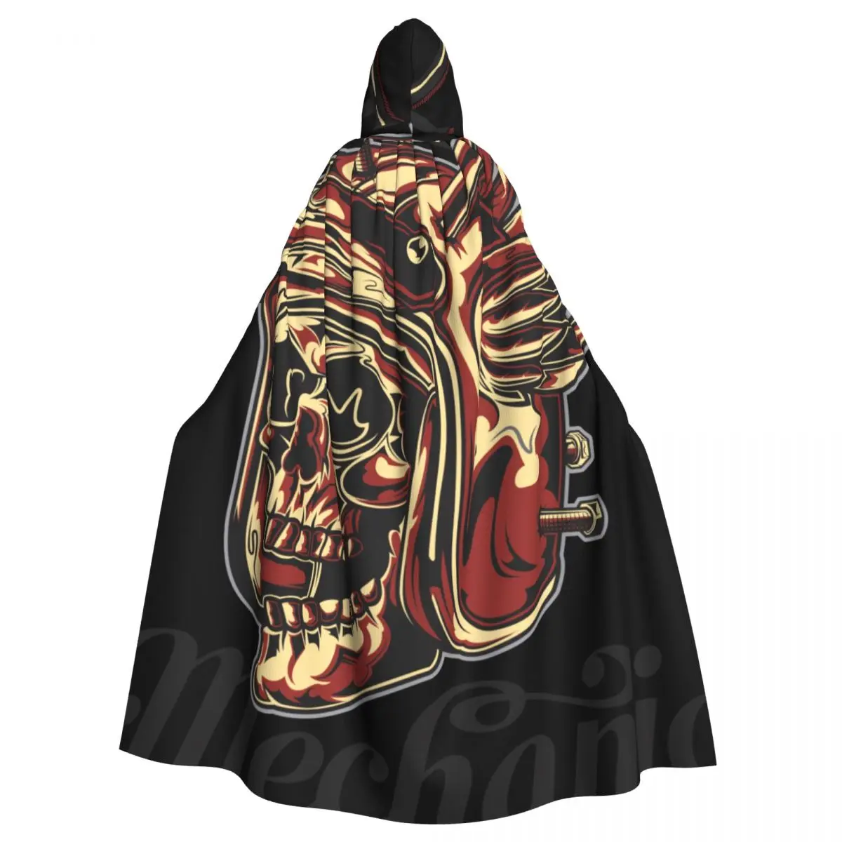 

Mechanic Skull With Winged Helmet Hooded Cloak Polyester Unisex Witch Cape Costume Accessory