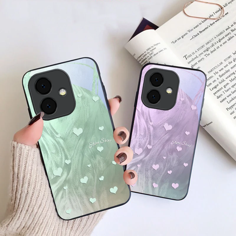 Фото Светящийся в темноте стеклянный чехол для телефонов Oppo A40, A54s, A16, A98, A3x, A80, A74, A60, A17, A96, A93, A38, A18, A79, A58, A78, A73, A60, A3 №3