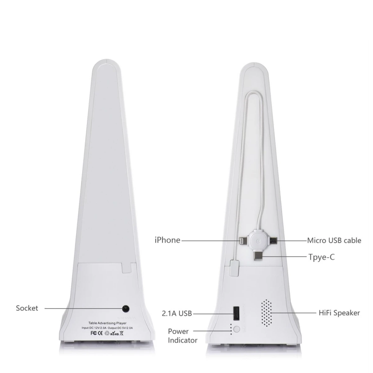 Фото FYD-868 Plus X Двойной 8-дюймовый сенсорный ЖК-экран, киоск для заказов с CMS, настольный цифровой рекламный дисплей, маленький рекламный меню-дисплей №3