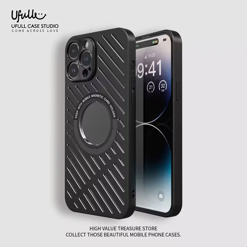 

Metal Heat Dissipation Magnetic Phone Case For iPhone 12 13 14 Pro Max 14Plus Wireless Charge Aluminum Heat Conduction Cover