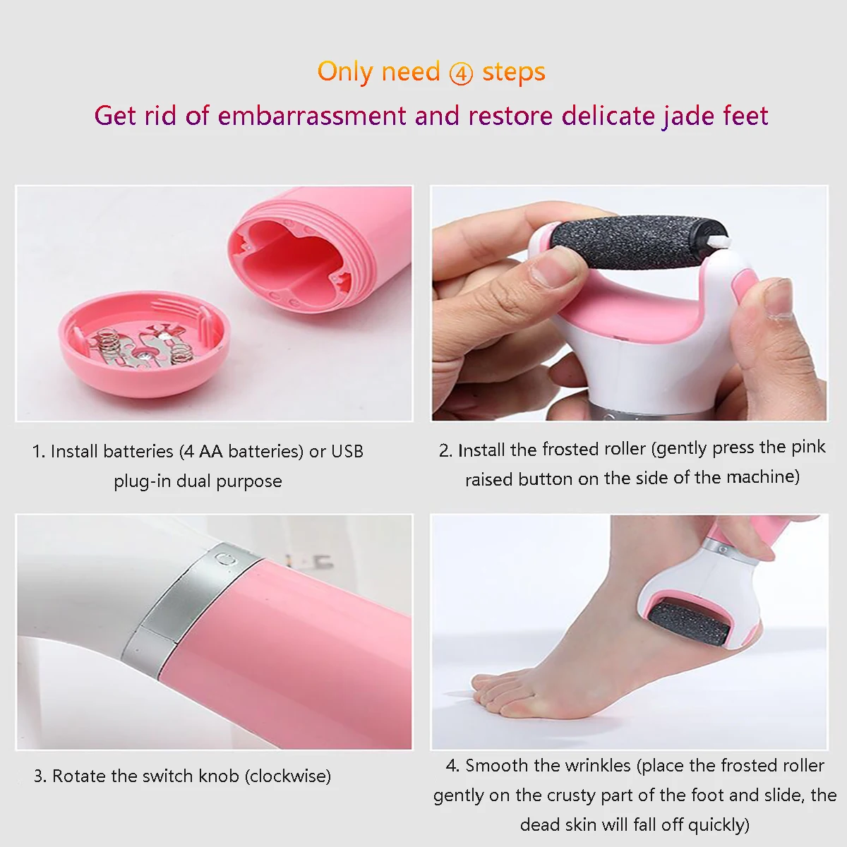Electric Foot File Scraper Callus Remover Feet Professional Matte Pedicure Tools Corn Removal Dead Skin Care | Красота и здоровье