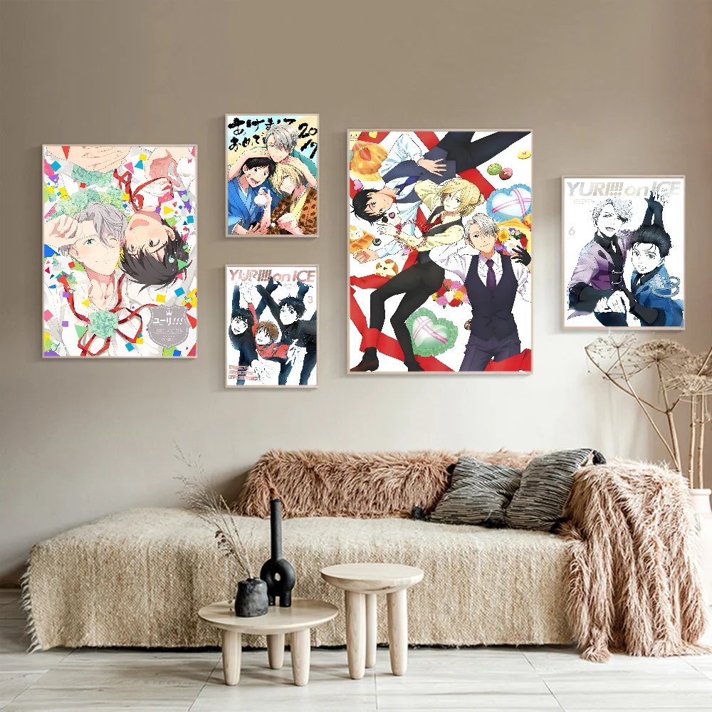 Yuri On Ice АНИМЕ DIY липкий постер наклейки на стену в виде кофейного домика