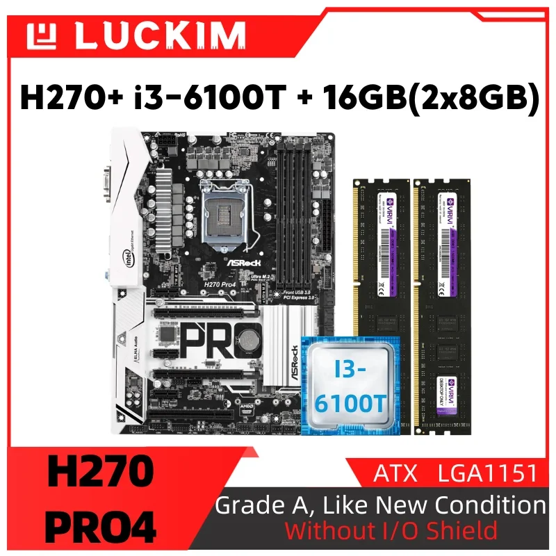 

Восстановленная материнская плата H270 PRO4 + искусственная кожа + 16 Гб (2x8 ГБ) комплект с памятью процессора LGA1151 DDR4 поддерживает