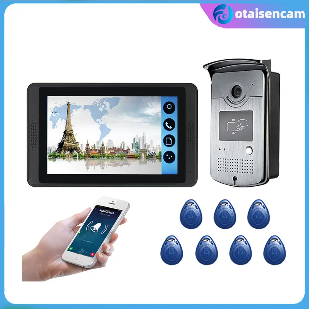 

Wifi Cable Video Camera Visual Intercom Doorbell Mobile Phone Remote Remote Unlocking 7-inch Touch Screen Card Swiping Password