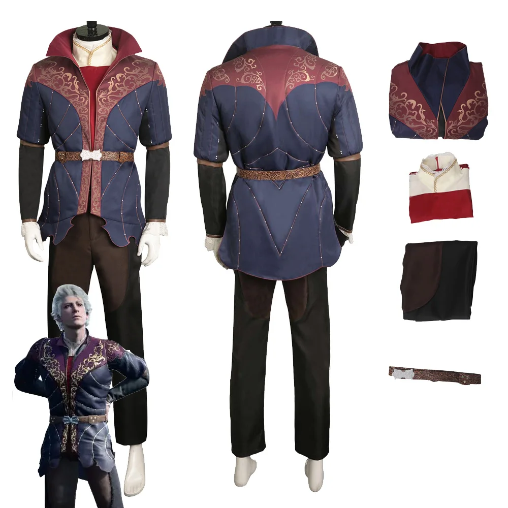

Костюм для косплея Baldur Cos Gate Astarion Fantasia, униформа для взрослых мужчин, верхние брюки BG3, наряды, мужской костюм для Хэллоуина, карнавала, маскировки