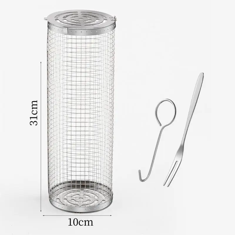 

Perforated Mesh Smoker Tube Filter Gadget 304 Stainless Steel Long Handle BBQ Rack Rolling Grilling Barbecue Basket BBQ Tools