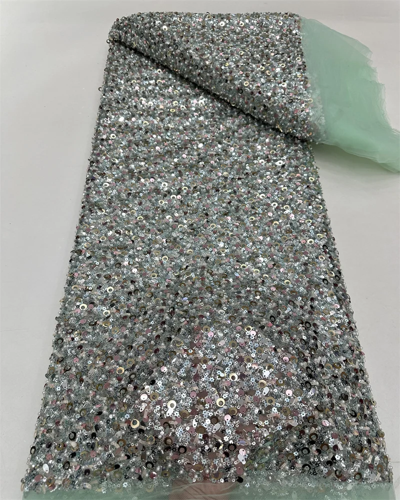 Французские африканские тюлевые бусины кружевная ткань 2024 высококачественное