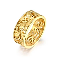 korean fashion titanium steel golden werewolf knot ring is suitable for male and female lovers rings jewelry