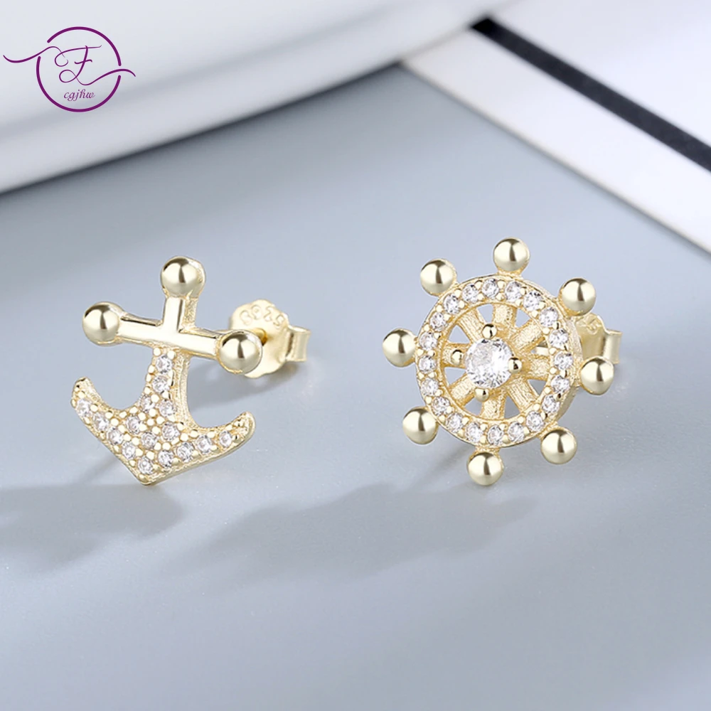 

Zircon Rudder Stud Earrings for Women New 925 Sterling Silver Luxury Fine Jewelry Wedding Anniversary Party Gifts Accessorize