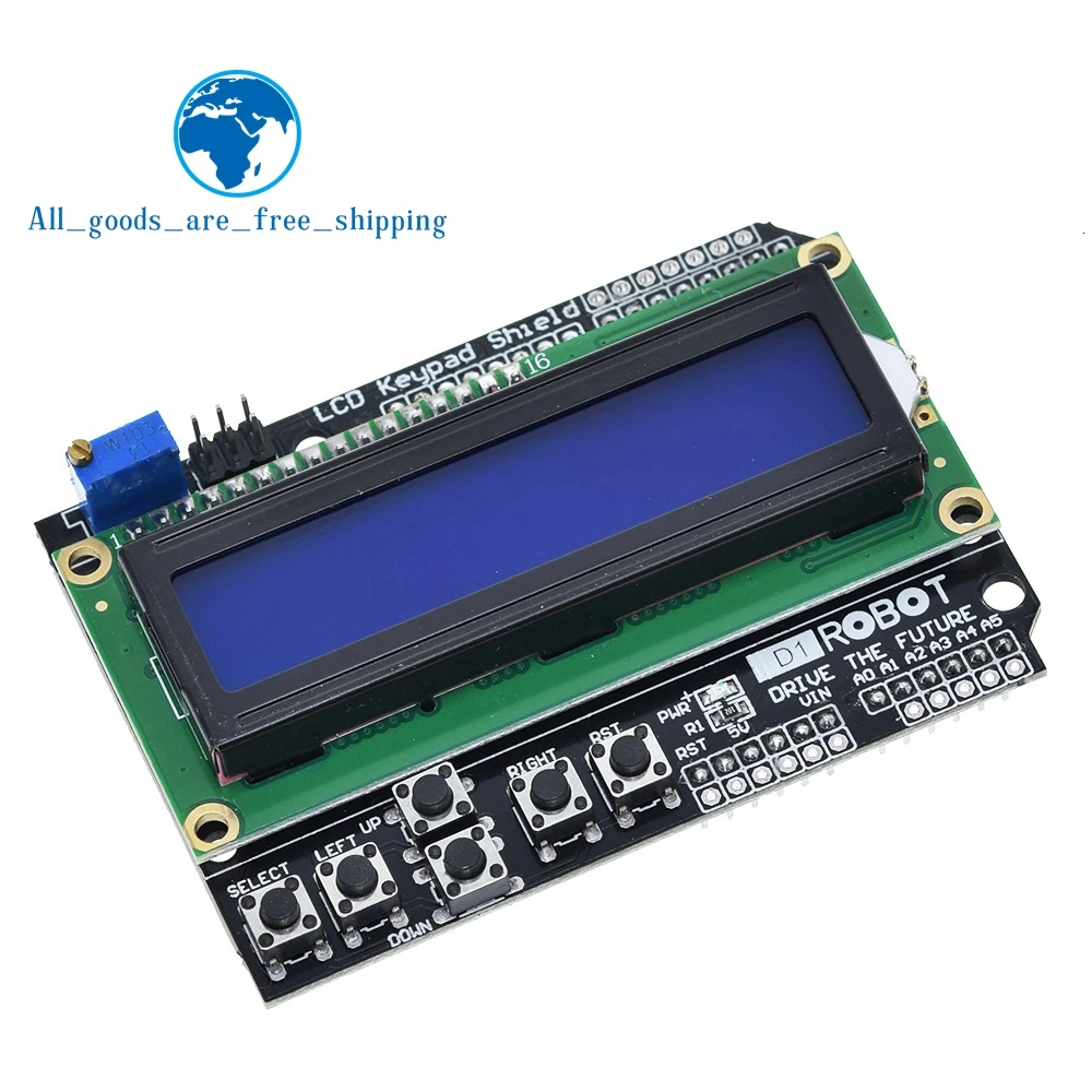 Фото TZT 1/3 шт. ЖК-клавиатура Shield LCD1602 ЖК-дисплей 1602 модульный дисплей для Arduino ATMEGA328 ATMEGA2560 raspberry pi UNO синий экран №2