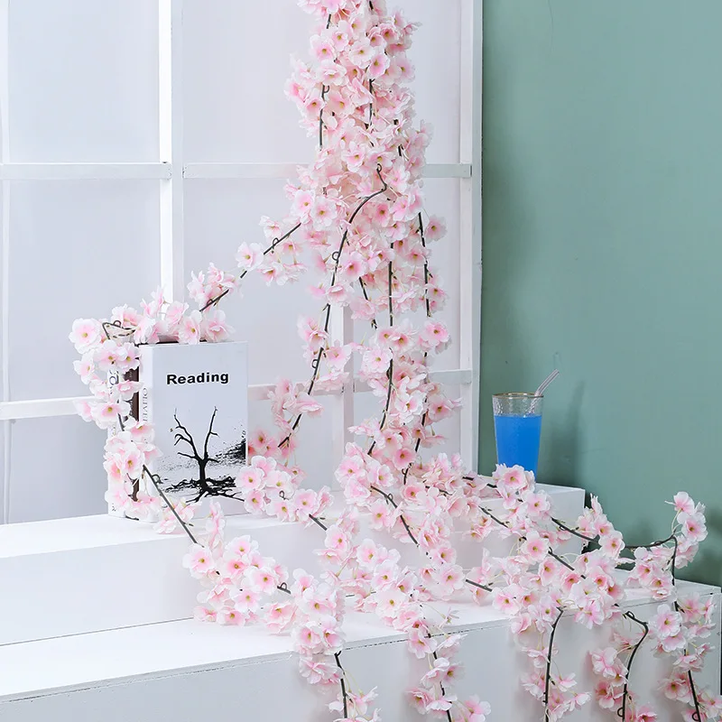 

186 см вишневый цвет, искусственная подвесная шелковая Сакура, гирлянда для свадьбы, сада, стены, Декор для вечерние
