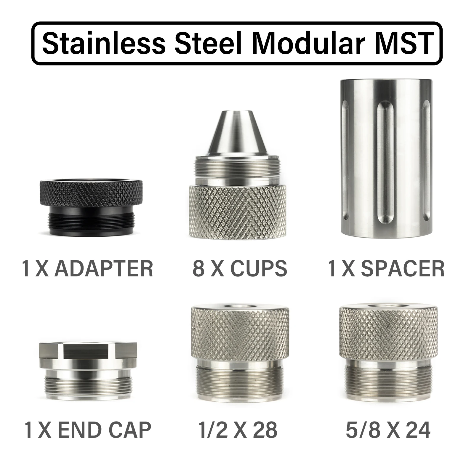 

10''L 1.5''OD Full Stainless Steel Modular Solvent Trap Fuel Filter 1.375x24 MST Kit with Two End Caps 1/2x28+5/8x24 Napa 4003