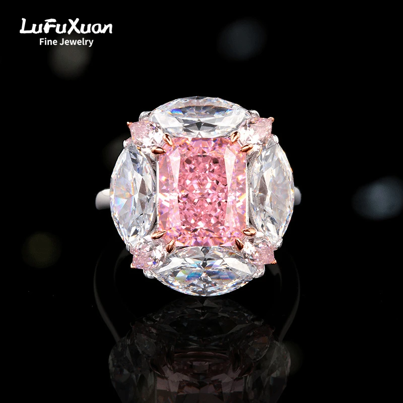 

LuFuXuan Sterling Silver S925 Zircon Bubblegum Shape Powder Diamond Ring Seiko Senior Sense Temperament Luxury Gift for Women