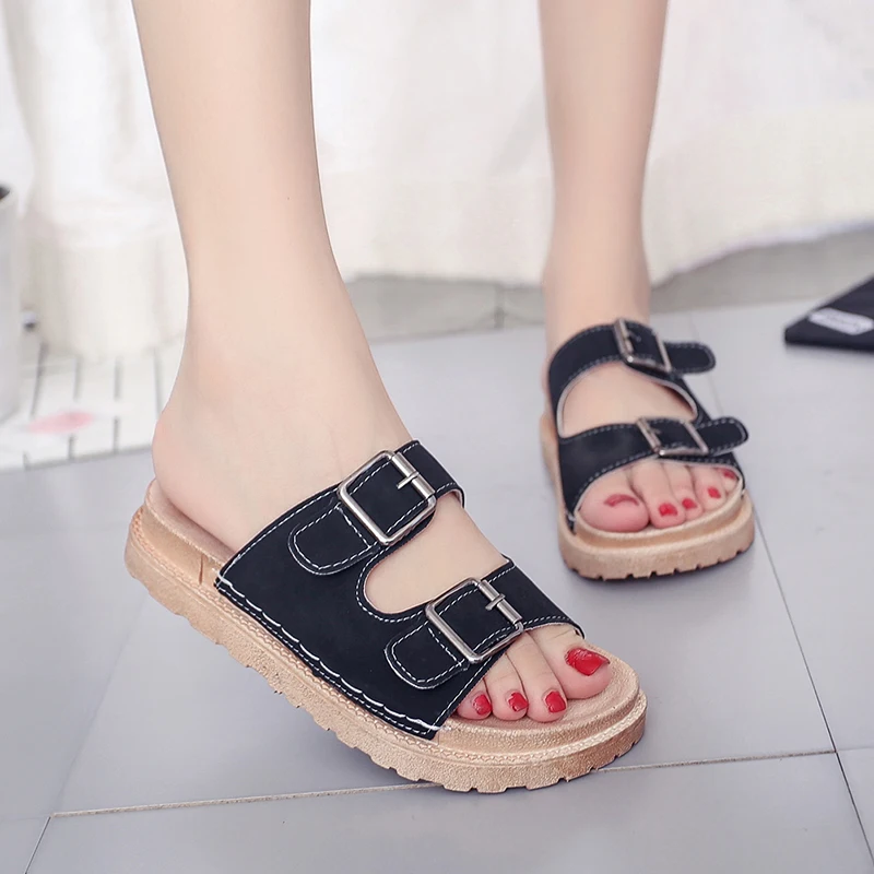 

Shoes Slippers Flat Low Slipers Women Platform Shale Female Beach Slides Soft 2022 Sabot Summer Rome Rubber PU Casual Fabric Bas