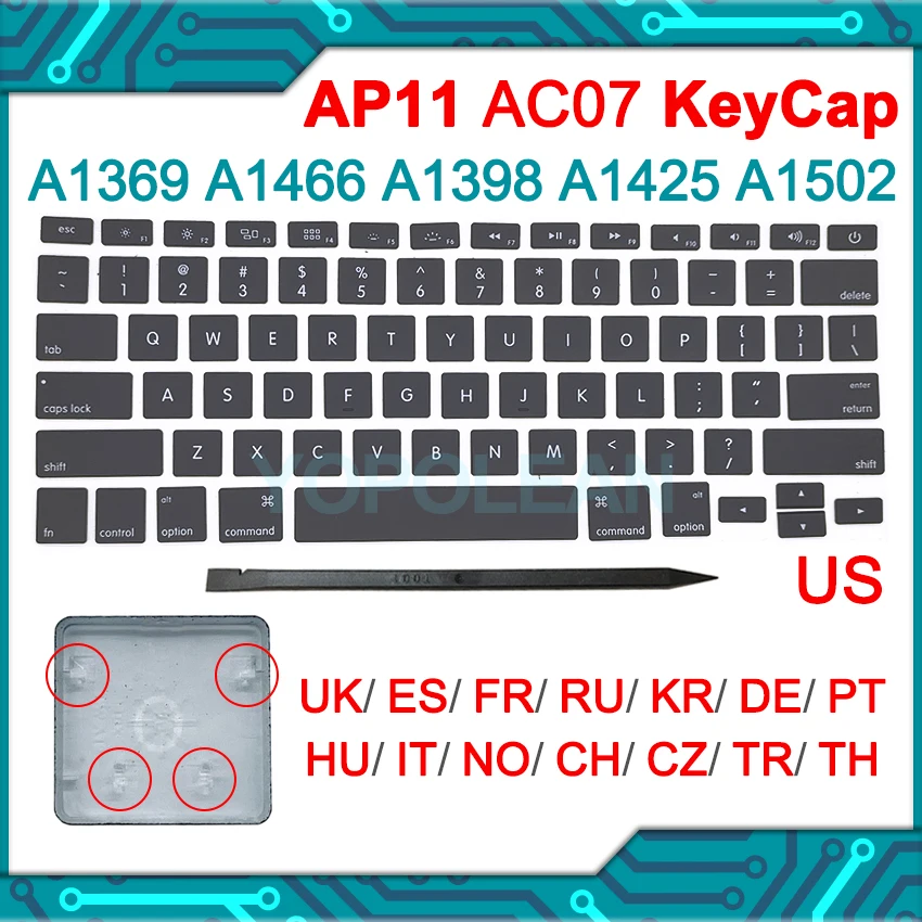 Новые колпачки для клавиш AP11 с инструментом Macbook Air A1369 A1466 Pro Retina A1398 A1425 A1502 2012 2013 2014