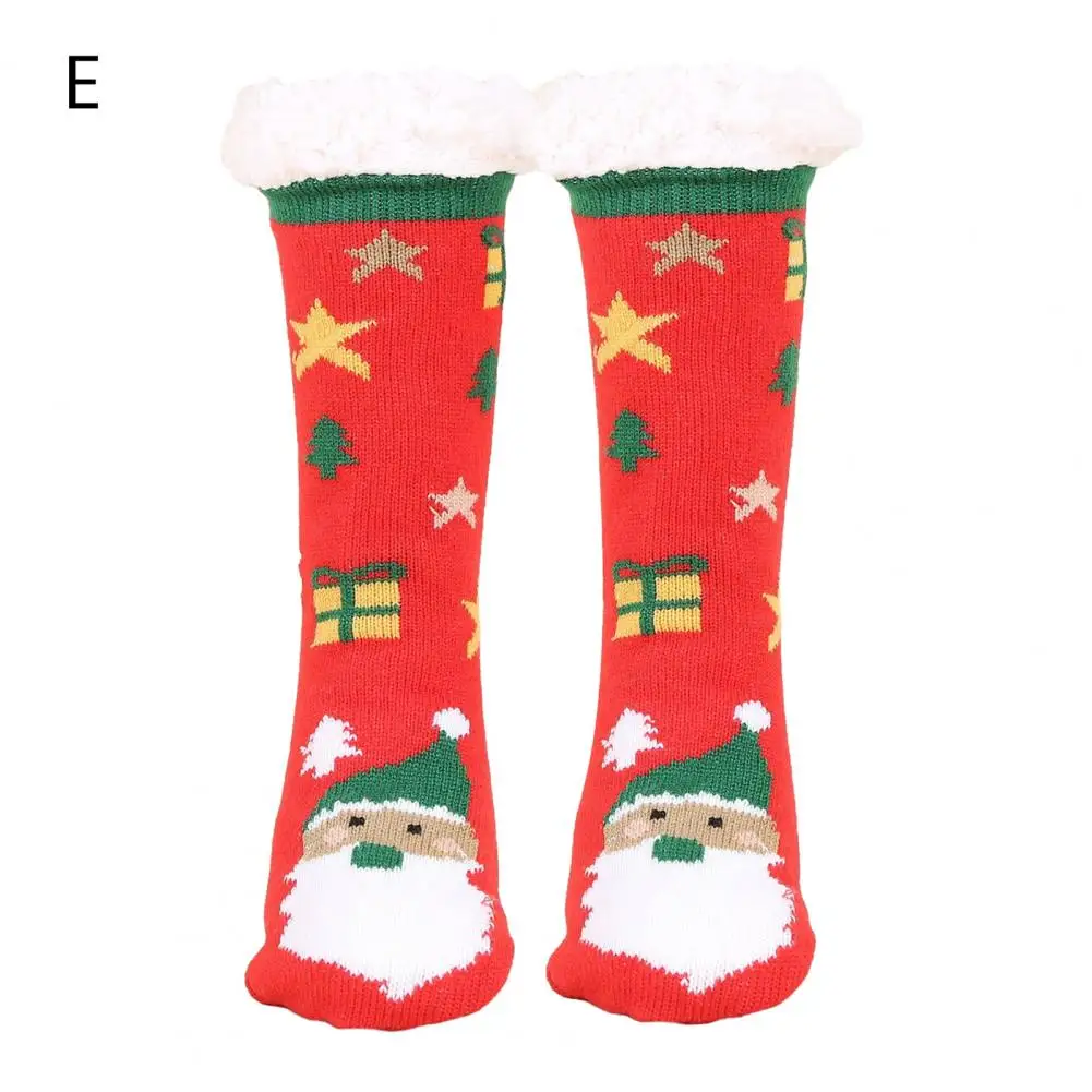 

Cute Cartoon Christmas Socks Cozy Winter Women's Christmas Tree Deer Snowflake Print Floor Socks Mid-tube Thickened for Indoor