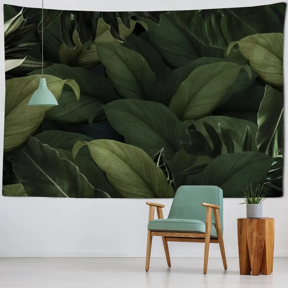 Тропические растения и листья гобелен винтажная живопись домашний декор