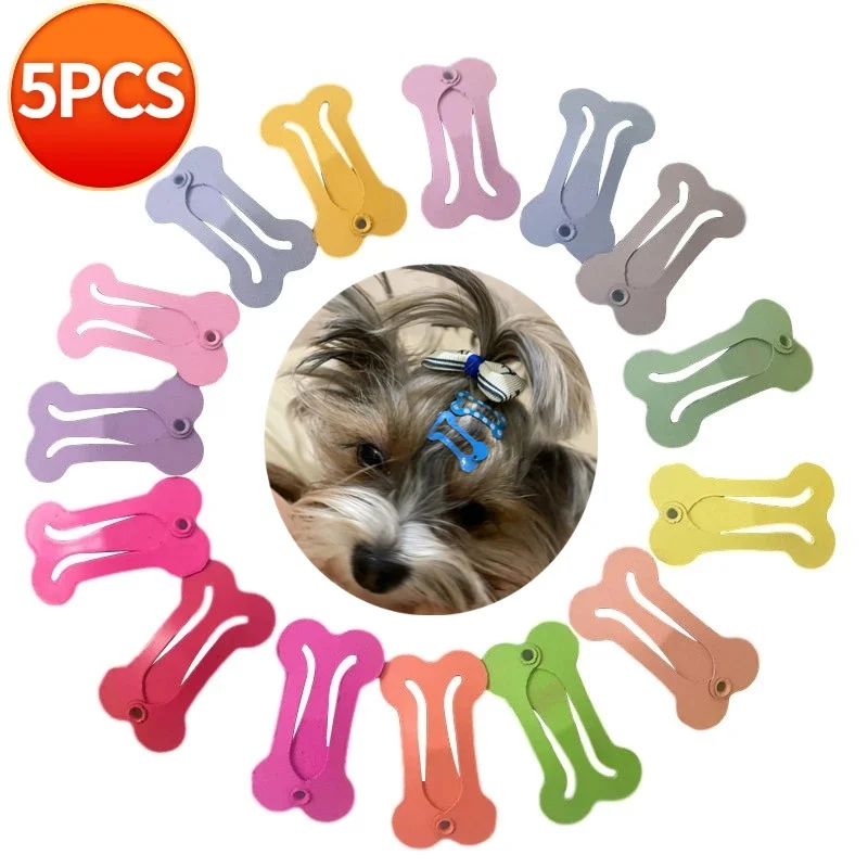 

5Pcs/lot Cute Dog Hairpin Colorful Bone Shape Hairpin Pet Small Dogs Hair Clips for Chihuahua Pug Grooming Dog Accessories