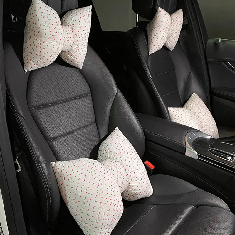 

Small Flower Creative Four Seaons Bowknot Universal Car Waist Neck Pillow Interior Accessories