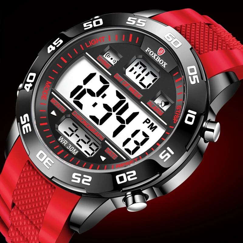 Роскошные мужские часы FOXBOX цифровые Dlectronic деловые наручные спортивные с