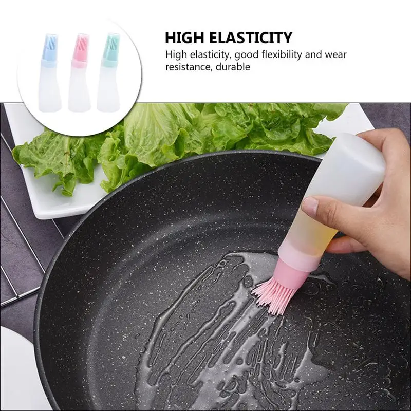

3pcs Oil Storage Containers Kitchen Oil Bottles BBQ Oil Holder with Brush