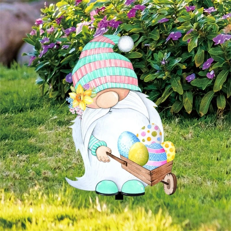 Easter Gnome Yard Lawn Stakes Spring Party Yard Signs Outdoor Decorations