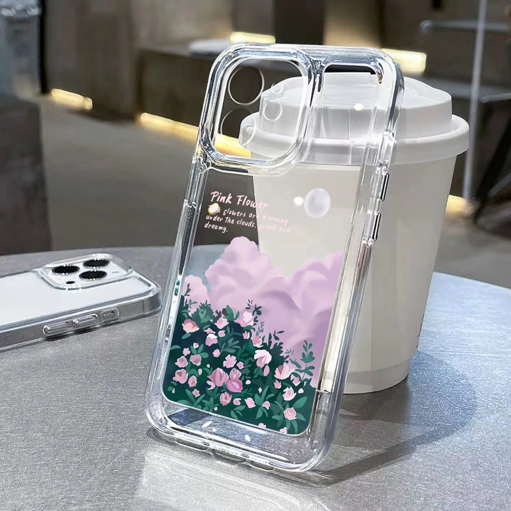 

Clear Flower Phone Cases For iPhone 11 Case iPhone 12 13 14 Pro Max 7 8 Plus SE 2022 2020 XS Max X XR Shockproof Soft TPU Cover