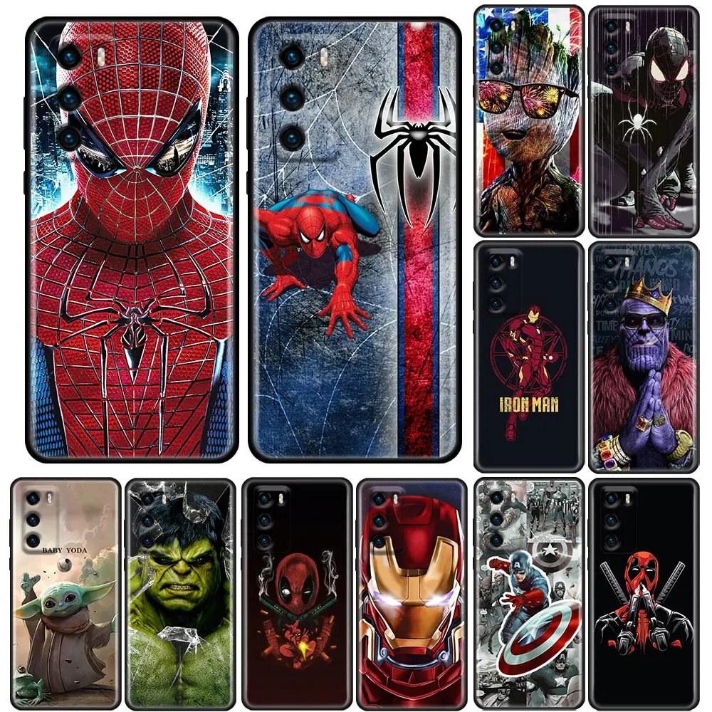 

Marvel Phone Case for Huawei P10 P20 P30 P40 Lite P50 Pro Plus P Smart Z Case Soft Silicone Cover Iron Spider Man Marvel Brand