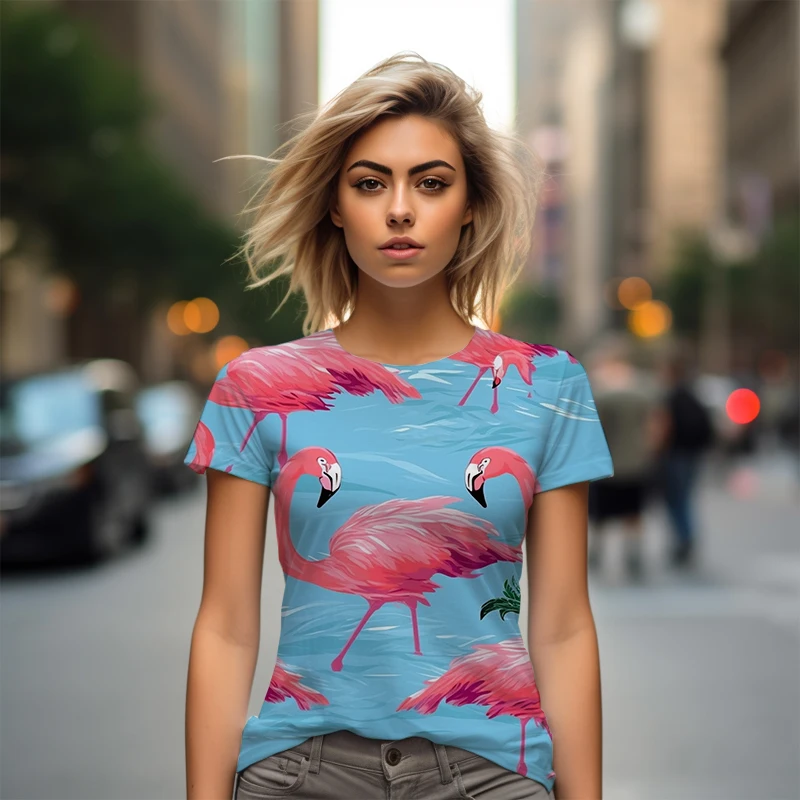 

Summer new lady T -shirt Firebird 3D Printing Ladies T -shirt Animal Casual Ladies T -shirts Fashion Trees Women's T -shirt