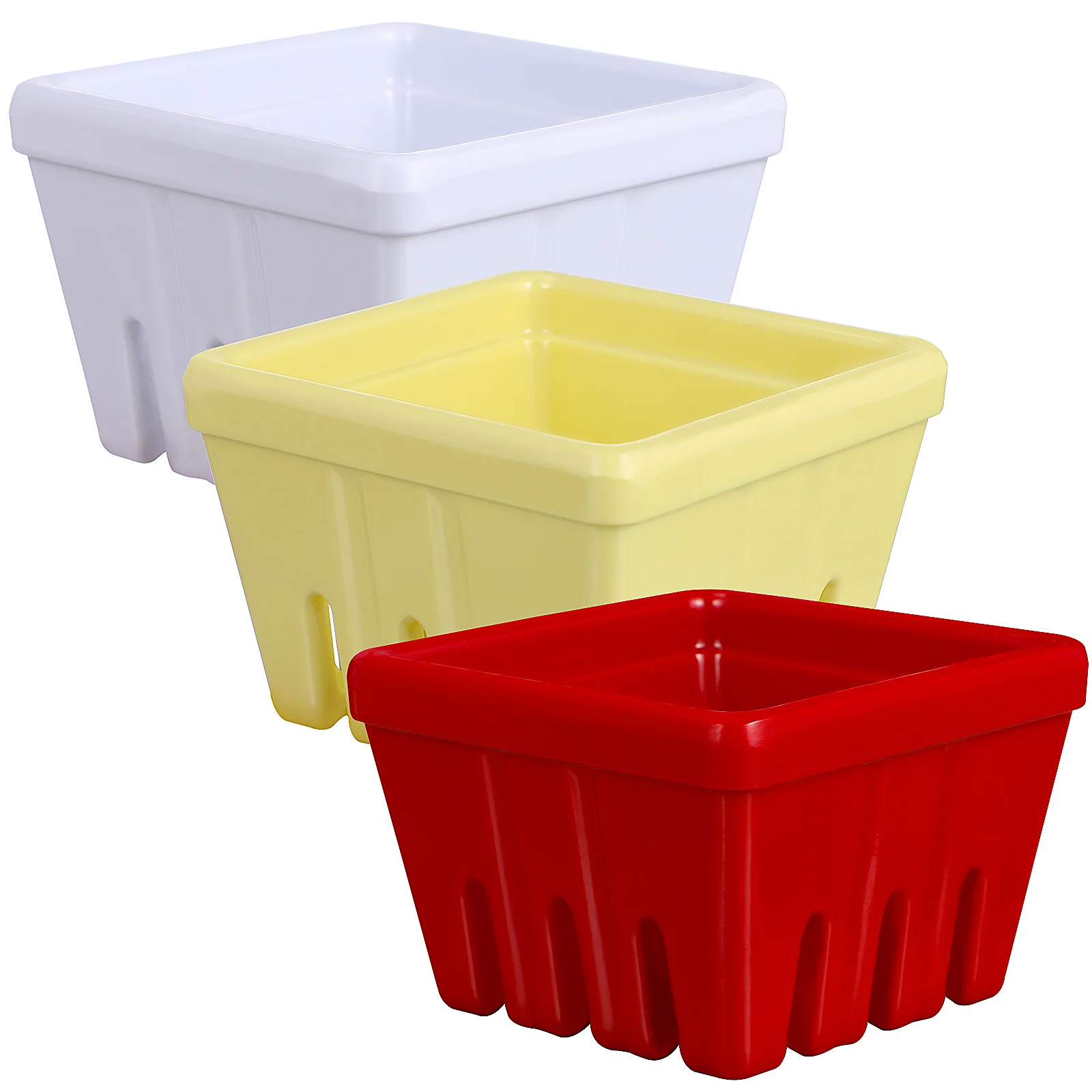 

3 Pcs Plastic Containers Hollow Bowl Fruits Basket Small Berry Fridge Food Grade Melamine Material Display Baskets