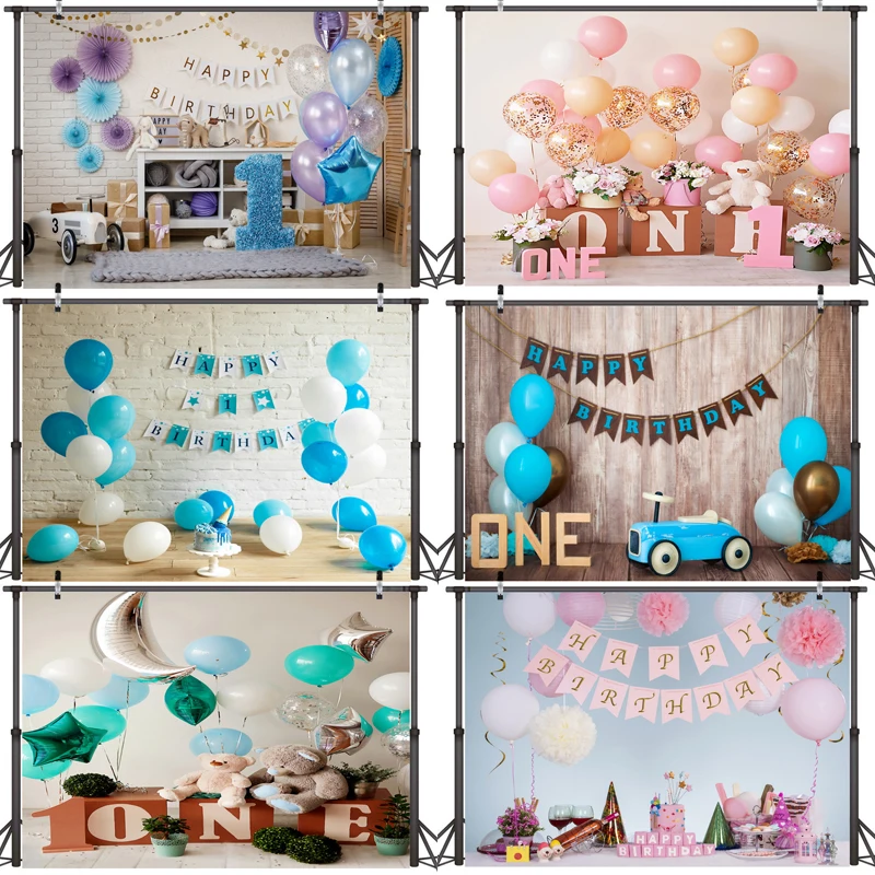 

SZFOSITE Kids Birthday Party Decoration Background Newborn 1 Year Photography Backdrop Balloon Photo Background Props Backdrop