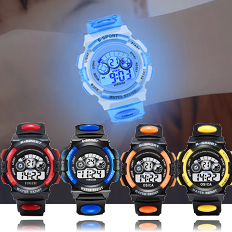 Electronic Watch For Children Color Luminous Dial Life Waterproof Multi-function Electronic Watch For Boys And Girls