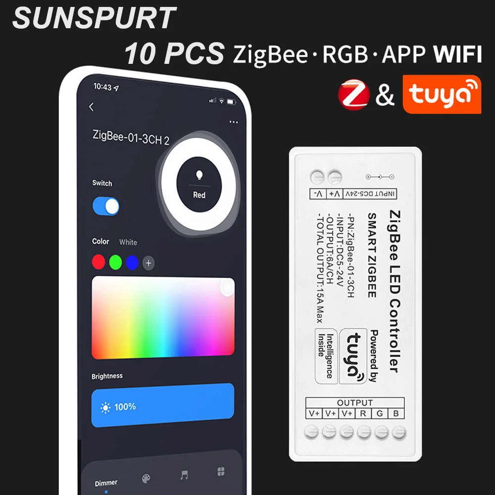 

10 Tuya Zigbee LED Controller 15A 12V Smart Life 5-24V Single Daul Color Mono CCT RGB RGBW RGBCCT RGBCW LED Strip ZigBee Dimmer