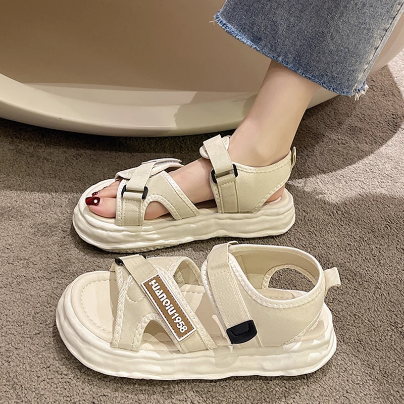 

All-Match Sports Women's Sandals Shoes Lady 2022 Suit Female Beige Increasing Height Clogs Wedge Summer Heels Med Espadrilles Pl