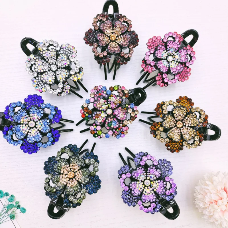 

Mom's Hair Accessories Women's Curly Hair Clips Large Gripping Clips Hair Claws Rhinestone Hair grabs Back Spoons Duckbill Clips