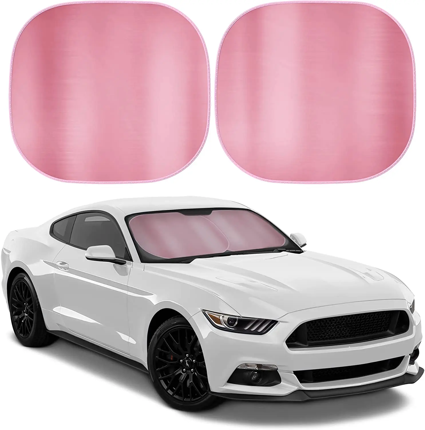 BDK 2PC Metallic Pink Car Window Sun Shade Auto Shade for Windshield Visor, Block UV Reflect Heat to Keep Your Car SUV Truck, 31 BDK 2PC Metallic Pink Car Window Sun Shade Auto Shade for Windshield Visor, Block UV Reflect Heat to Keep Your Car SUV Truck, 31
