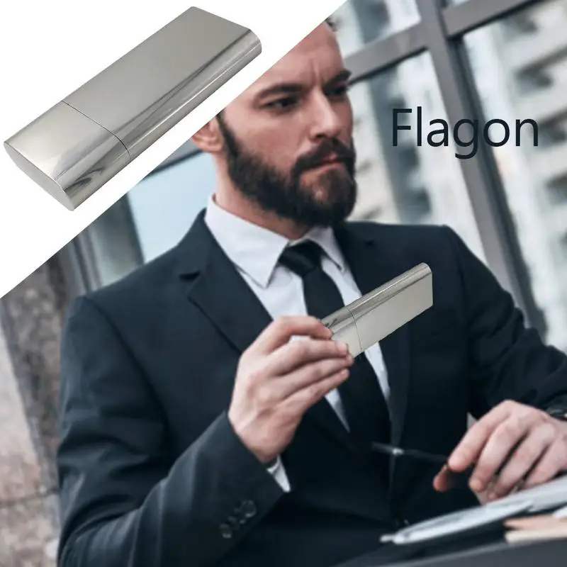 

Portable Cigar Storage Case With Flask Small Funnel Food Grade Stainless Steel Cigar Holder Flagon