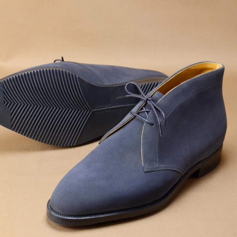 

Мужские ботинки из искусственной замши, на низком каблуке, со шнуровкой