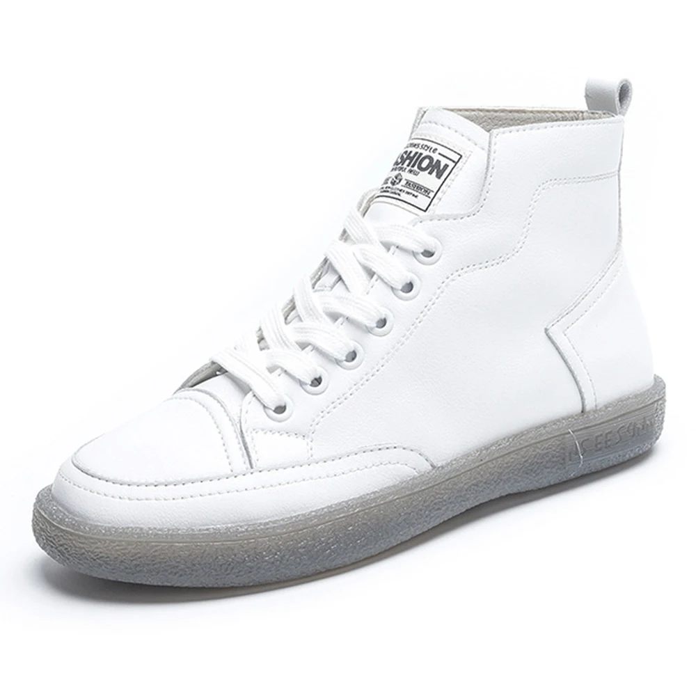 

New Genuine Leather High Top Shoes Women Slip on Casual Shoes Soft Sole Women's Sports Shoes Ladies Sneakers Zapatos de mujer