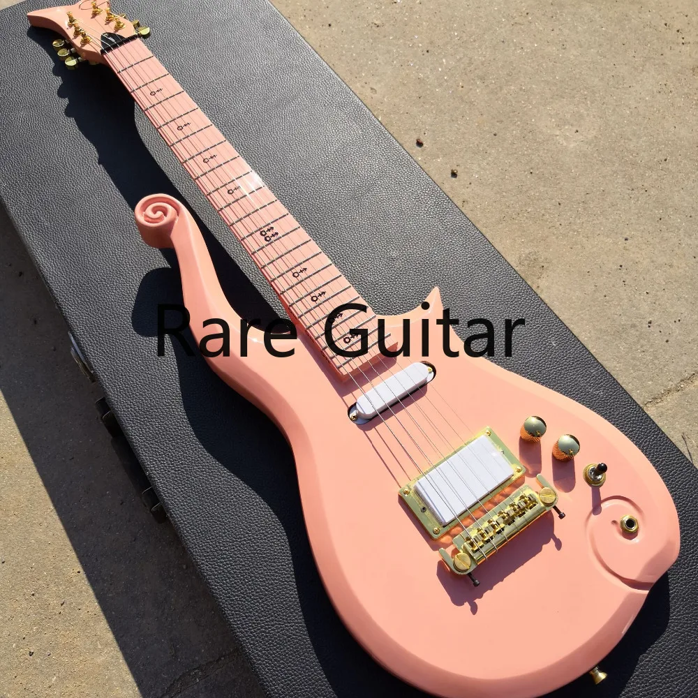 

Diamond Series Prince Cloud Pink Peach Electric Guitar Alder Body, Maple Neck,Black Love Symbol Markers, Wrap Arround Tailpiece