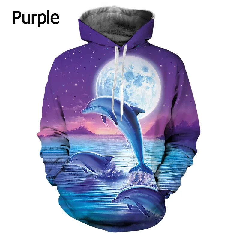 

Толстовка с 3D-принтом дельфина для мужчин и женщин, повседневная детская кофта с длинным рукавом и мультипликационным принтом морского эльфа, весна-осень