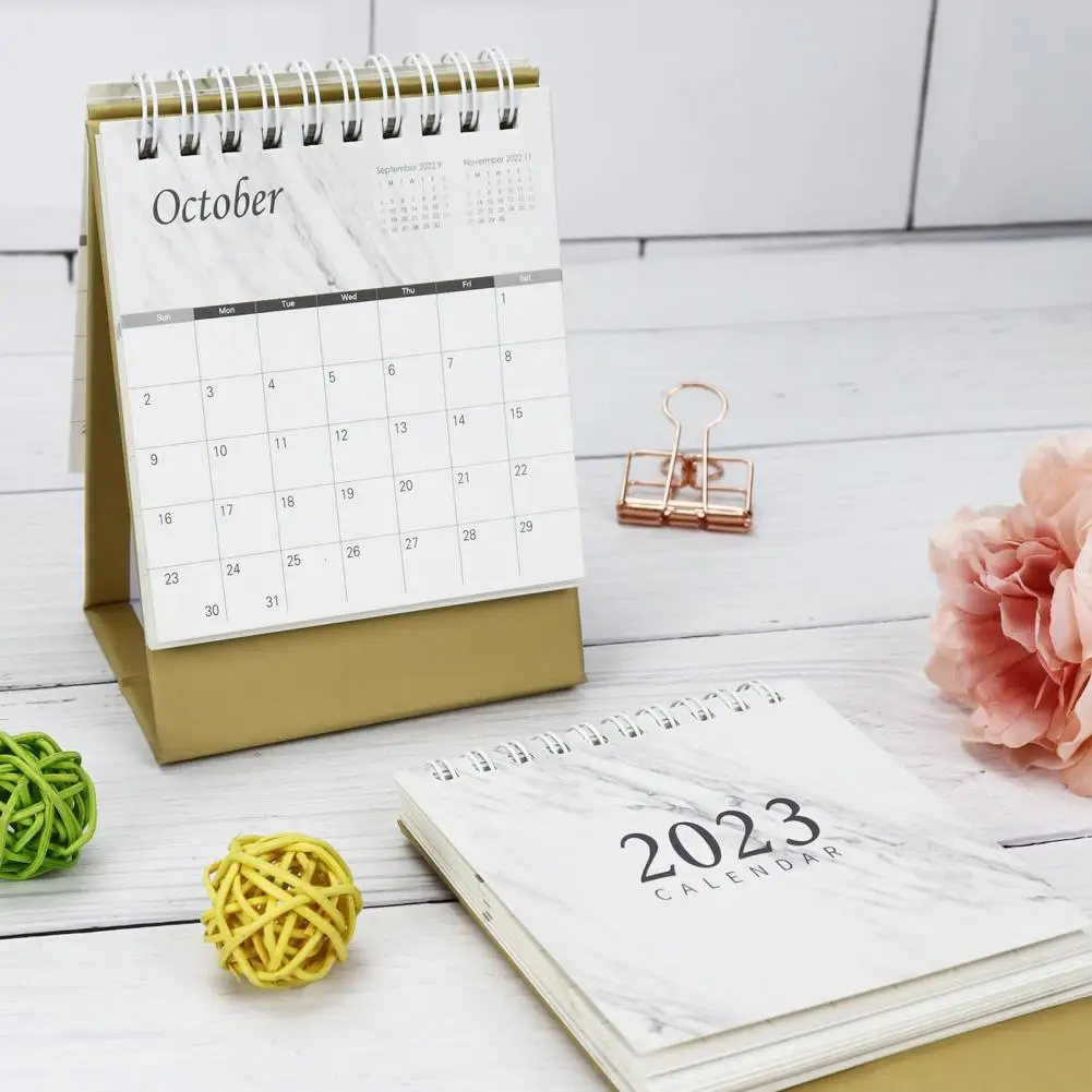 

Tear-Resistant Helpful Elegant Pattern Calendar Desktop Decoration Work Schedule Book Thick-paper for Living Room