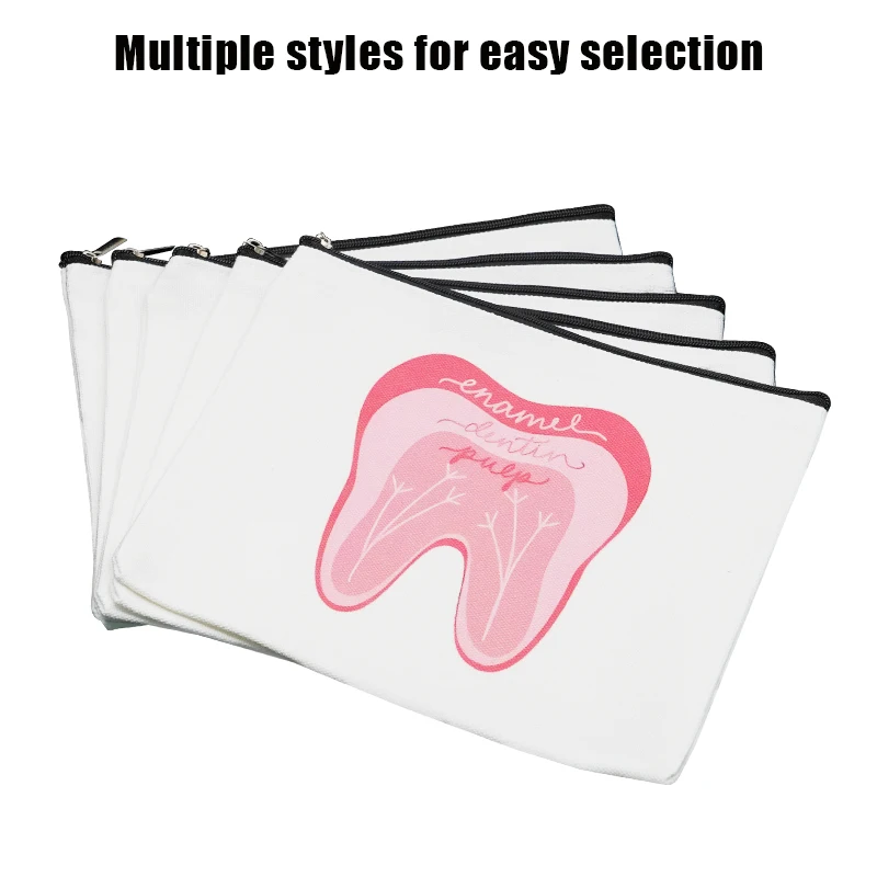 Белая косметичка на молнии с милым зубом из мультфильма сумка для хранения