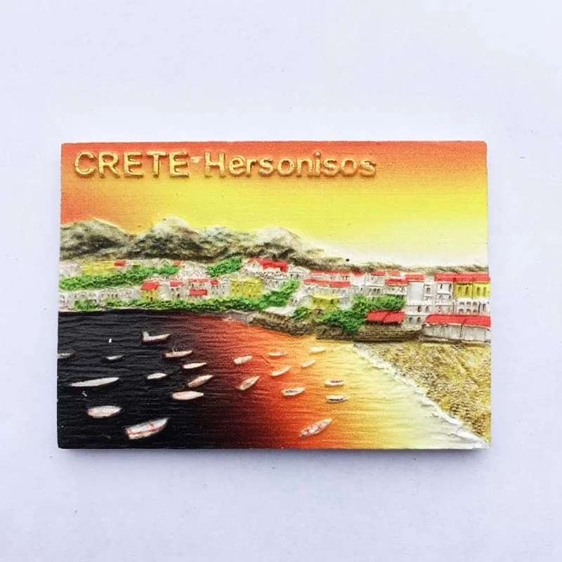 

Greece Travelling Fridge Magnets Hersonissos Sunset Seascape Tourism Souvenirs Fridge Stickers Home Decor Wedding Gifts